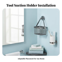 Suction holder Bin for Used Face Towels Multi-Purpose Storage holder for Vanity Area
