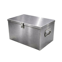 Brushed Stainless Steel Storage Box Industrial Metal Storage Box with Lid Portable Stainless Steel Toolbox for DIYers, Mechanics, Workshop, Garage, Warehouse