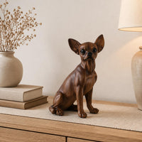 Chihuahua Style Dog Statue Animal Decoration Wood Grain Dog Ornament Collectable Home Decor for TV Cabinet