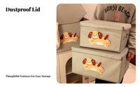 Lidded cloth Storage container Cute Puppy Design Lidded cloth Box With Lid for Shelf
