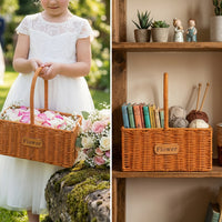 Flower Basket with Handle Woven Basket for Flower Arrangement for wedding Birthday Party Decoration Easter Basket for Eggs Candy