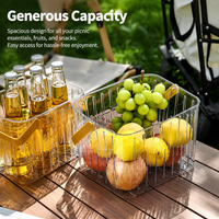 Transparent Drawer Organiser, Pantry Organiser Storage Basket with Handles, 23.5x20.5x16.8cm Multi-Purpose for Snacks, Office