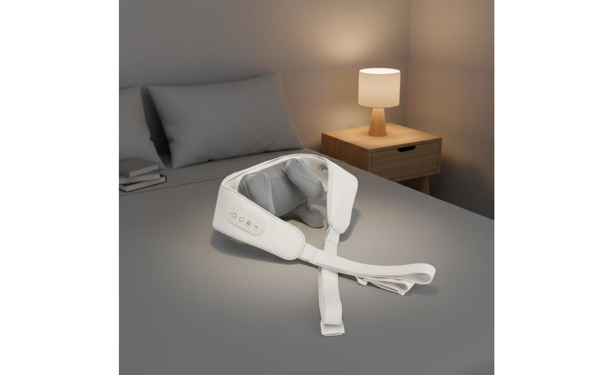 Encircling Design Heated Shoulder and Neck Massager Padded Neck and Shoulder Massager Adjustable Strap Massage Device Kneading Heads