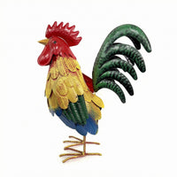 Iron Cockerel Ornament Speckled Outdoor Cockerel Ornament Handmade for Courtyard