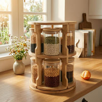 Rotating Grain Jar Set Sealed Lid Seasoning Jar Carousel Wide-Mouth Jars