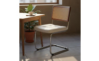 Woven Backrest Rattan Dining Chair Retro Design Vintage Dining Chair Sturdy Home Furniture