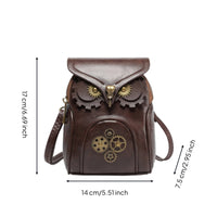 Owl Shoulder Bag with Adjustable Strap Compact Owl Handbag Pu Leather for Teens