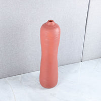 Nordic Style Bean Paste Pink Textured Ribbed Floor Ceramic Vase for Living Room and Entryway, Dried Flower Arrangement, Soft Decoration