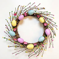 Easter Egg Wreath Festive Design Easter Wreath Easy to Hang Colorful Egg Hanging Decoration for Homeowners, Party Hosts, Entryway, Courtyard, Outdoor