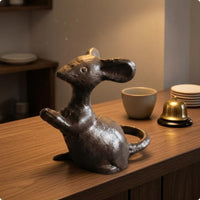 Cast Iron animal Figurine Decorative Tabletop mice Decor Textured for Front-Desk
