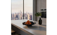 Ruffled Fruit Tray Matte Black Wavy Metal Bowl Sculptural Irregular Decorative Bowl for Entryway