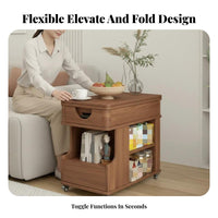 Adjustable C-Shaped Table with casters Rolling Cart Easy Assembly for Sofa Side