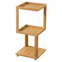 Wooden Side Table with Wheels Mobile Three-Tier Side Table Long-Lasting