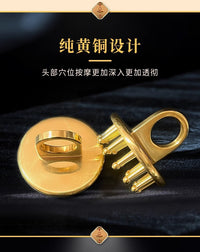 Solid Brass Meridian Brush Ring Massage Comb for Body and Head
