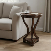 Round Wooden Side Table Elegant Design American Design Telephone Stand Multi-Functional Round Side Table for Living Room, Bedroom, Hallway