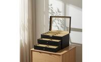 Eyeglass Display Case with Window Three-Tier Glasses Storage Box with Drawers Sunglass Organizer with Drawers Tabletop