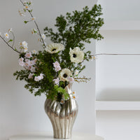 Imported Aluminum Vase in Silver Hammered Finish