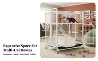 3-Tier Foldable Cat Kennel Integrated Litter Box Multi-Level Cat Crate Easy to Clean Sturdy Construction for Apartment Dwellers