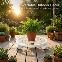 Rolling Plant Stand with Wheels, Heavy Duty Metal Plant Mover Trolley, Iron Plant Stand for Indoor Outdoor, 360 Swivel Casters, 32cm
