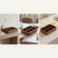 Wooden Storage Divider Box Sturdy Multi-Compartment Wooden Tray Sleek