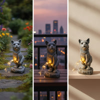 Solar Resin Dog Statue Outdoor Dog Figurine with Solar Light Self-Charging