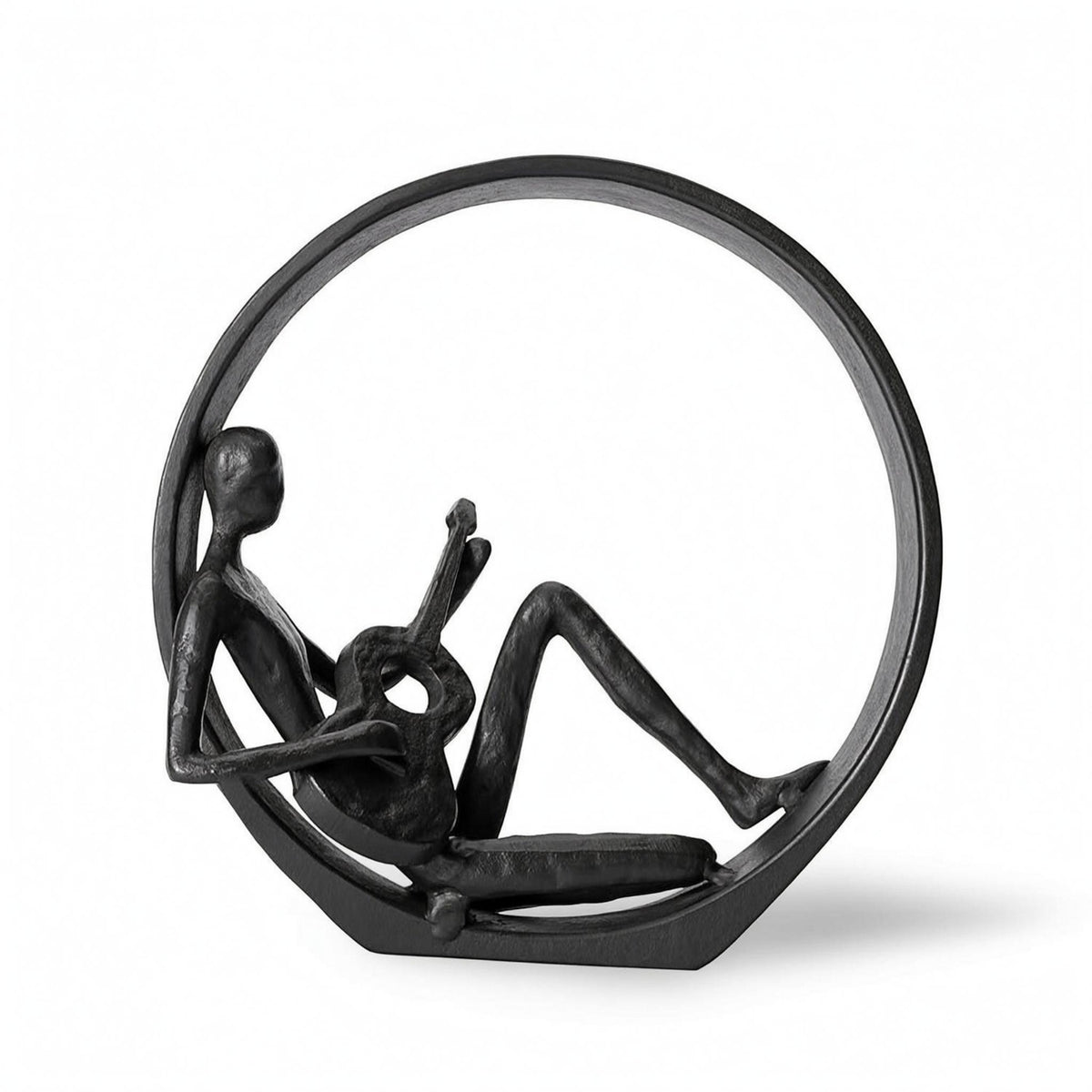 Seated Guitar Sculpture Minimalist Abstract Musician Statue Stable Base Dwelling Decoration for Shelf, Bookcase