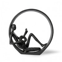 Seated Guitar Sculpture Minimalist Abstract Musician Statue Stable Base Dwelling Decoration for Shelf, Bookcase