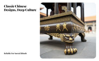 Large Outdoor Ceremonial Offering Furnace Ornate Design Rectangular Cast Iron Censer Weather Resistant Dragon Pillar Ceremonial Offering Burner