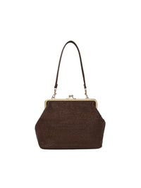Woven Handbag with Contrast Stripes, Retro Shell Shape, Light Luxury Style
