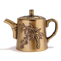 Teapot with Lid Brass-Colored Decorative Teapot Compact for Tabletop Display