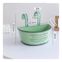 Half Round Wall Planter Distressed Hanging Basket Metal for Fence, Indoor Walls