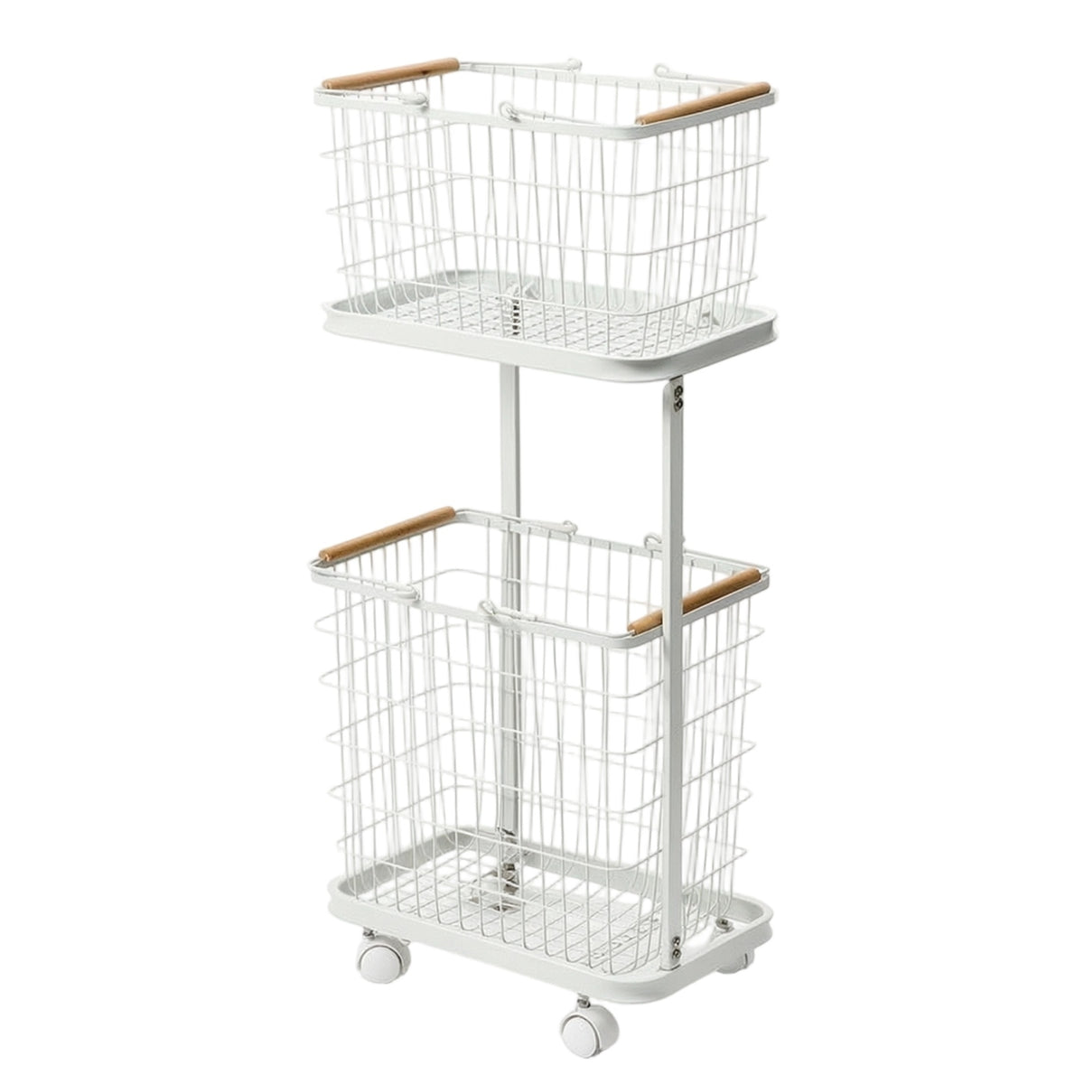 Rolling Laundry Basket Cart Breathable Two-Tier Laundry Cart Space-Saving