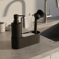 Dish Soap Dispenser Brush Holder Space Saving Countertop Cleaning Holder