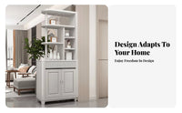 Entryway Storage Cabinet Spacious Countertop Room Divider Shelf Solid Wood Standing Beverage Bar Cabinet with Built-in Glass Rack Suitable for Homeowners Home Styling
