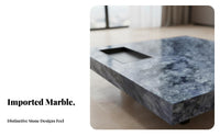 Light Luxury design aesthetic Square Coffee Table Minimalist Design Square Block Coffee Table Natural Stone Look Lounge Centerpiece Spacious Top for Decor aficionados, Homeowners, Apartment Dwellers, Living Room, Home, Office
