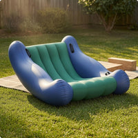 Inflatable Kids Sofa Ribbed Seat PVC Lounge Sofa Segmented Construction Seating