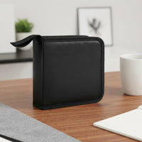 Portable CD Storage Book Zipper Closure PU Leather Disc Wallet 40 Disc CD Case for Car, Travel