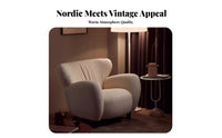 Nordic Design Shell rear Armchair Mermaid-Inspired Single Sofa Retro aesthetic Lounge Chair sturdy Wood Legs for Book Lovers, Homeowners, Apartment Dwellers, Living Room, Bedroom, study Corner, Home Office