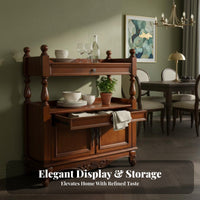 Adaptable Design Multi-Tier Display Cabinet long-lasting Construction Multi-Tier Display Tower With Drawer Storage Furniture Carved ornamentation for Homeowners, Interior Decorators, Entryway, Dining Room, Small Spaces, perusing alcove