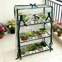 Three-Tier Greenhouse Shelf Clear PVC Plant Greenhouse Shelf Wire-Mesh Shelves