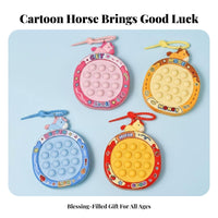 Zodiac Horse Cartoon Locket, Plush Pony Keychain, Creative Stress Relief Toy, Random Design
