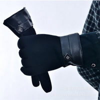 Men's Winter PU Leather Touchscreen Gloves for Outdoor Cycling and Warmth