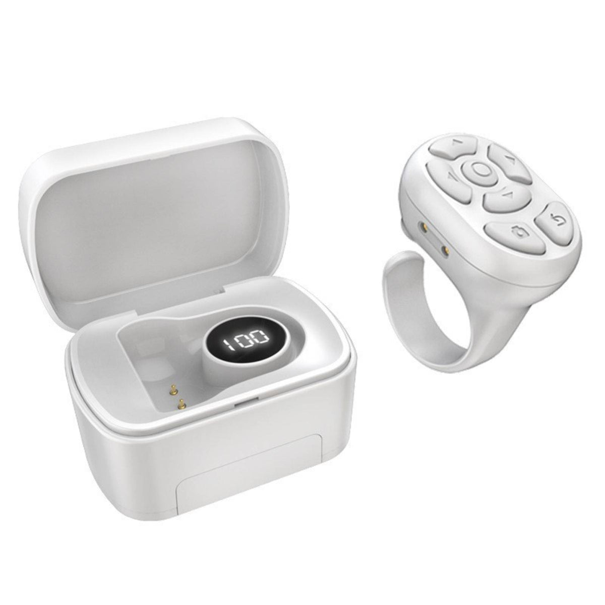 Multi-Function Finger Controller with Charging Case Wearable Finger Controller with Charging Case Rechargeable Page Turner Compact for Content Creators, Presenters, Recording Recording, Selfies