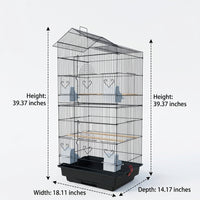 Bird Villa Double Layer Spacious Habitat, Metal 46x36x100cm Large Space 5kg Home, 2 Level Design for Budgie Cockatiel and Myna Bird Cage Needs