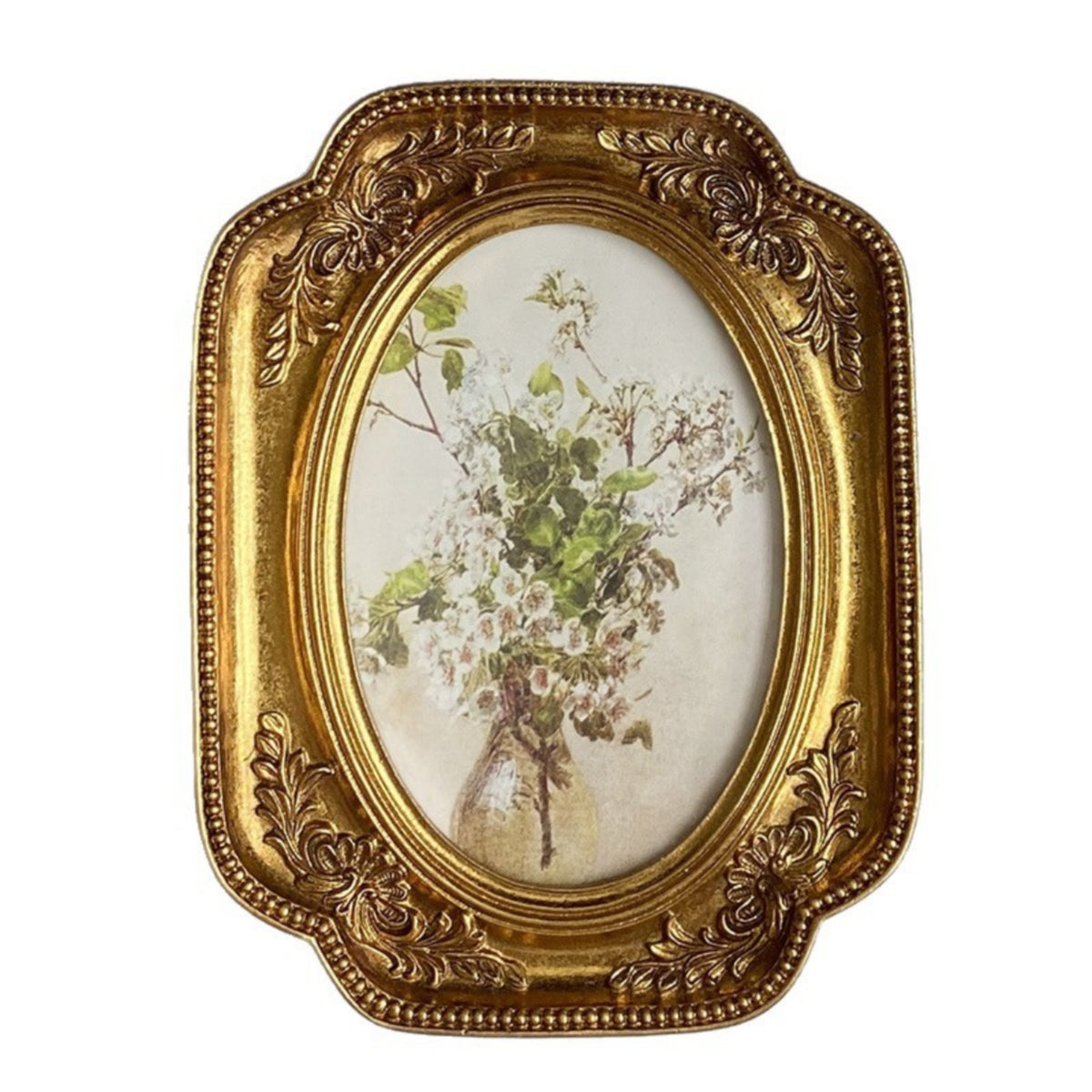 Oval Picture Frame Ornate Picture Frame with Easel Stand Tabletop for Desk