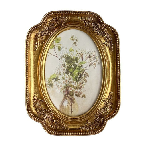 Oval Picture Frame Ornate Picture Frame with Easel Stand Tabletop for Desk