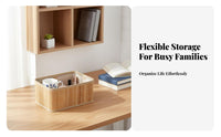 Bamboo Weave Basket Woven Desktop Storage Bin Versatile Desktop Organizer Box for Bedroom, Washroom