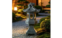 Japanese Pagoda Lantern LED Light Stone Pillar Lamp Antique-Design for Yard