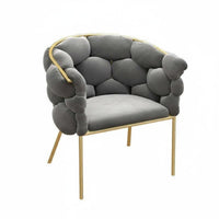 Woven Puff Armchair Nordic Aesthetic Vanity Stool Comfortable Backrest