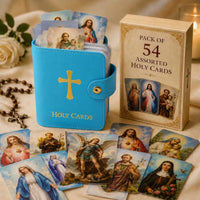 跨境爆款54 张Assorted Holy Cards套装带收纳册PU皮收纳包批发